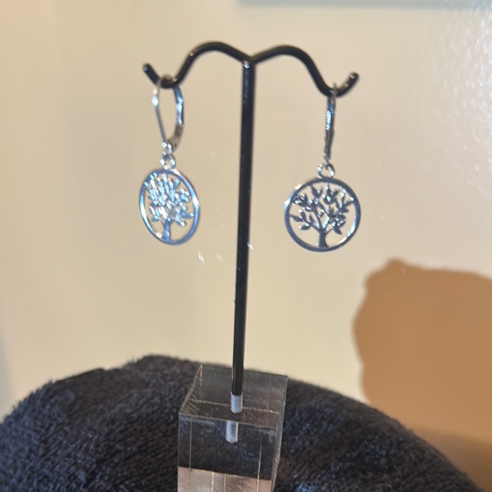Silver Tree of Life Dangle Earrings